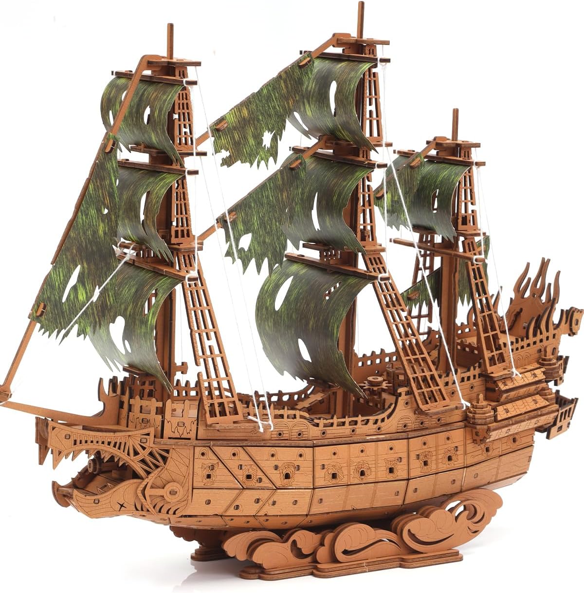 Desafiante rompecabezas de madera 3D de holandés volador para adultos, kit de modelo de barco pirata para construir, regalo ideal de Navidad o cumpleaños para entusiastas de los rompecabezas
