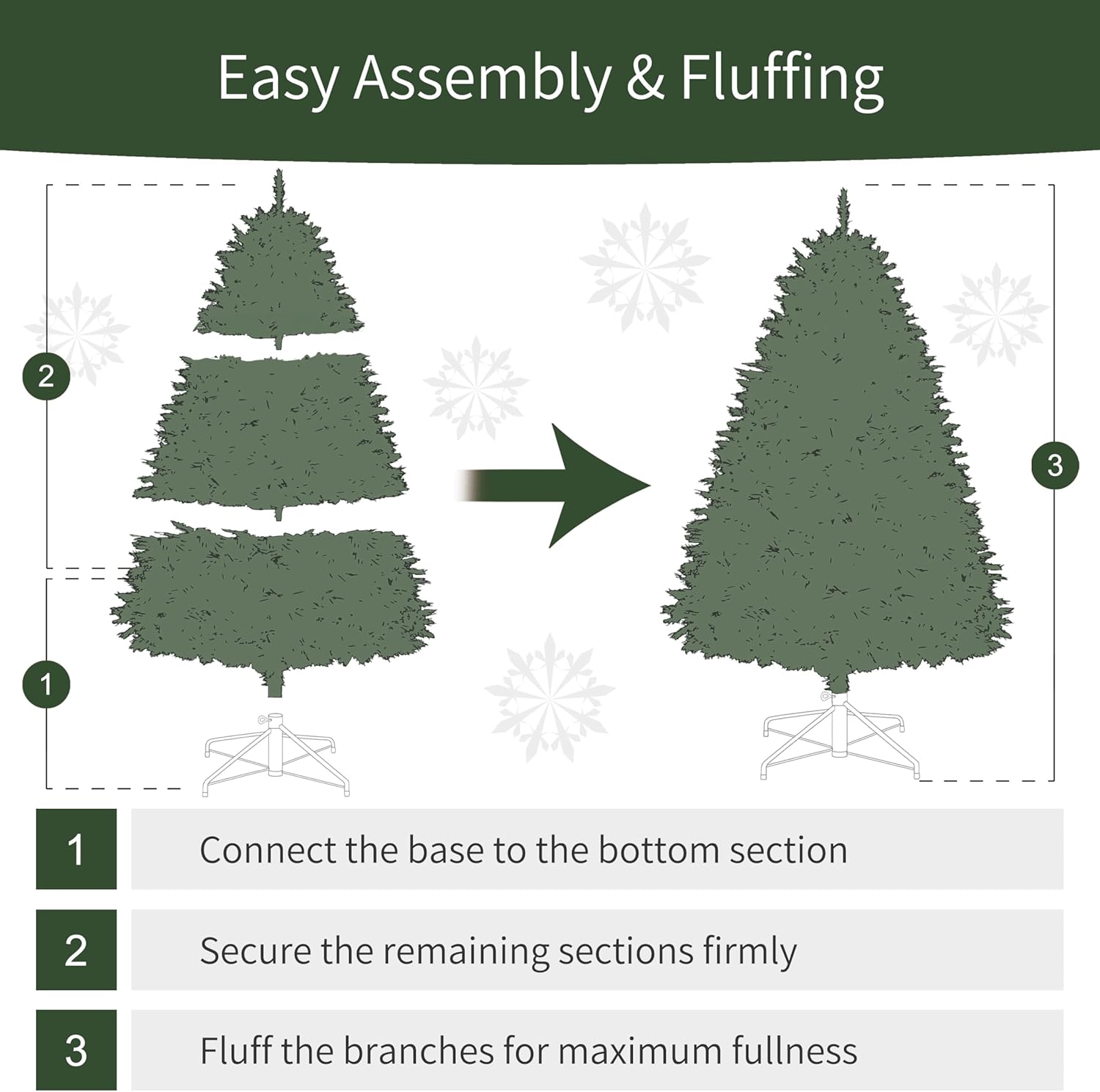 7.5ft Pre-Lit Aspen Fir Artificial Christmas Tree with 700 Clear Lights, 1319 Realistic Dense Branch Tips, Easy Setup Artificial Trees with Sturdy Metal Stand