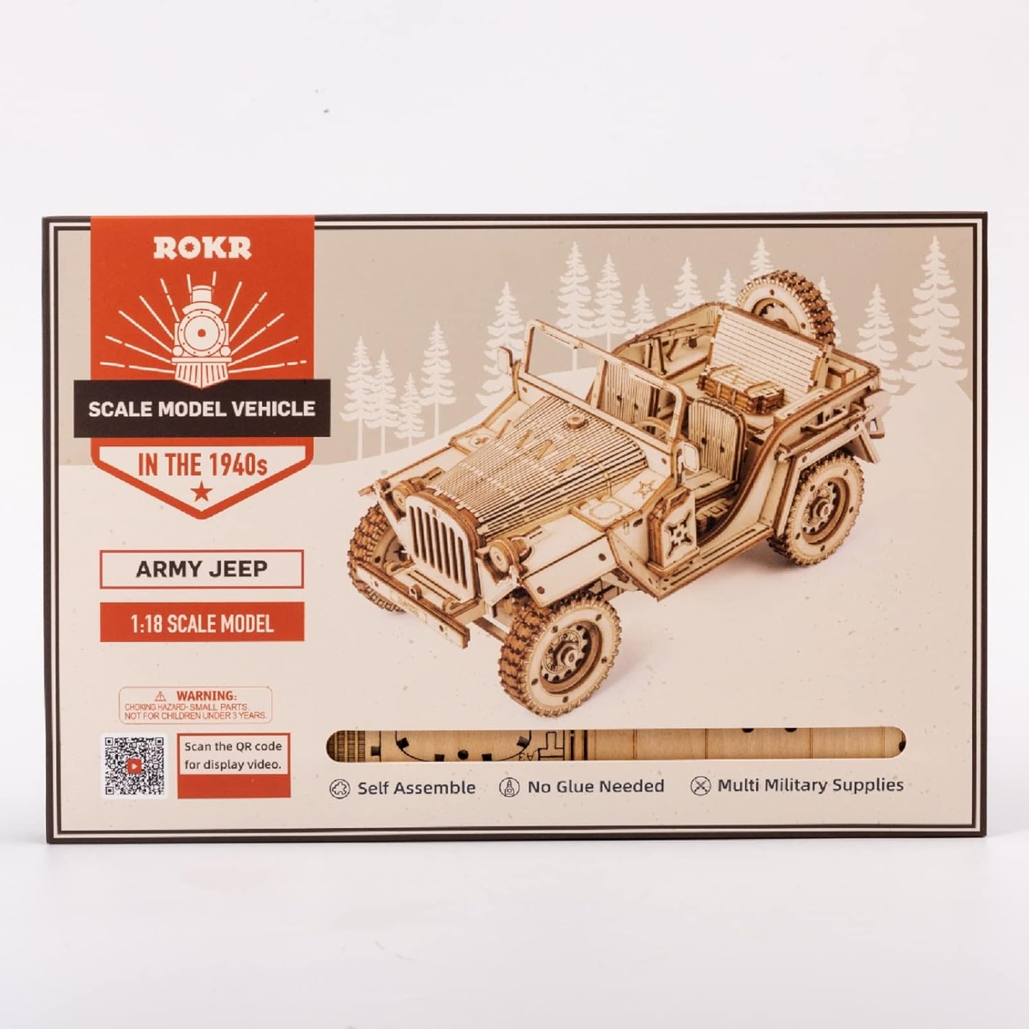 ROKR Model Car Kits Wooden 3D Puzzles Model Building Kits for Adults to Build-Educational Brain Teaser Assembly Model, Desk Decor/DIY Hobbies/Gifts for Teens&Kid (Prime Steam Express/12.1*2.7*3.3)
