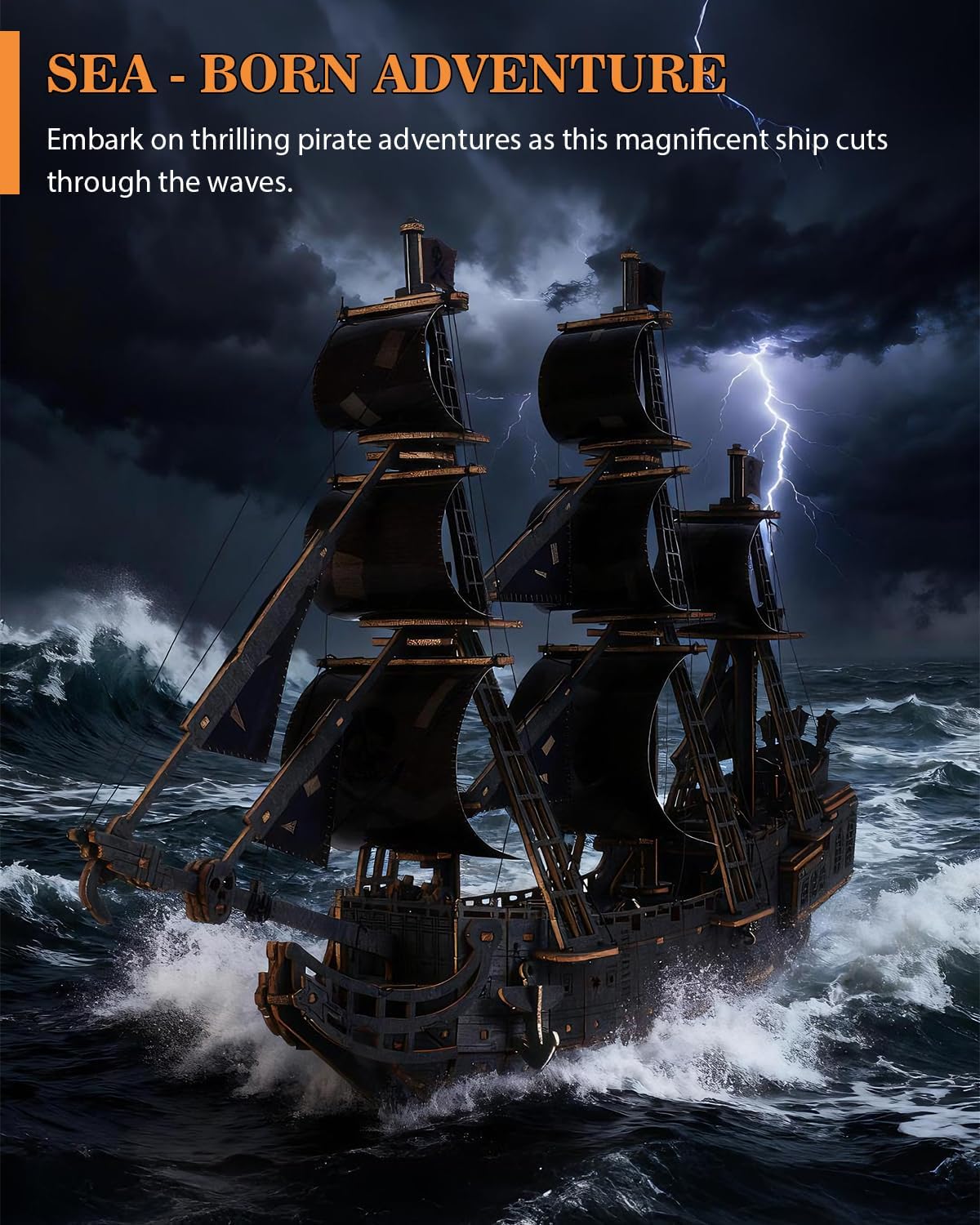 Desafiante rompecabezas de madera 3D de holandés volador para adultos, kit de modelo de barco pirata para construir, regalo ideal de Navidad o cumpleaños para entusiastas de los rompecabezas