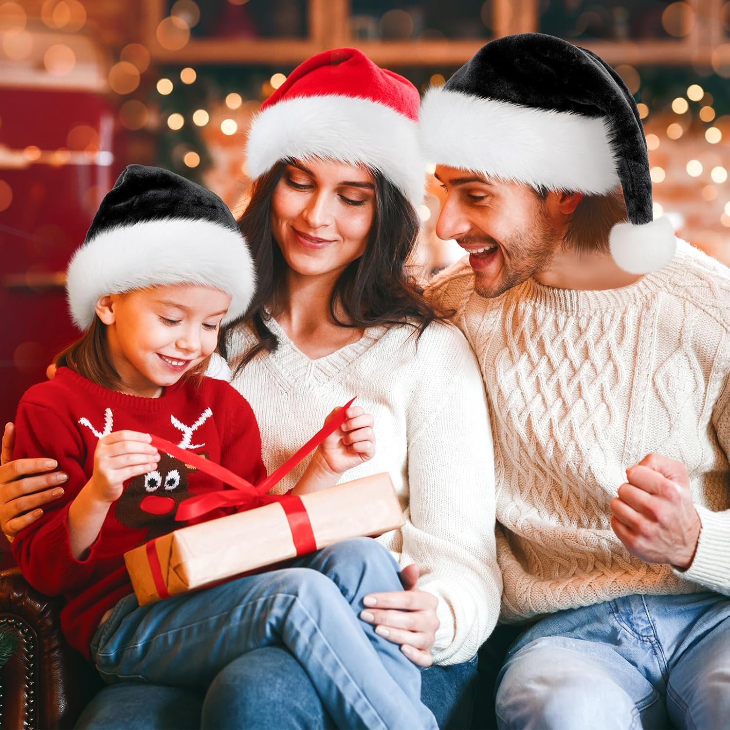 Christmas Santa Hat for Adults, Thicken Soft Velvet Comfort Classic Santa Claus Hat for New Year Party Headwear Holiday