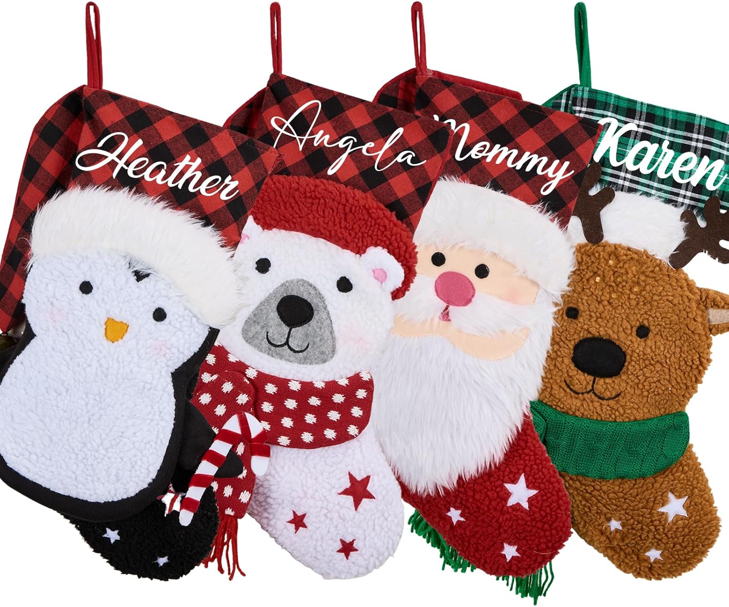 Flycalf Velvet Christmas Stockings 6 Pack Large 20 Inches with Hanging Loop Embroidery Classic Luxury Family Ornament Fireplace Hanging Stockings for Christmas Decorations