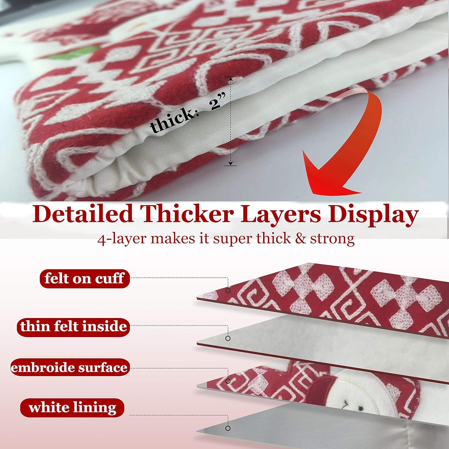 WEWILL Classic Christmas Stockings Set of 2 Elk, Snowman Xmas Character 17 inch Christmas Decorations Gift for Family Kids (Style 4)