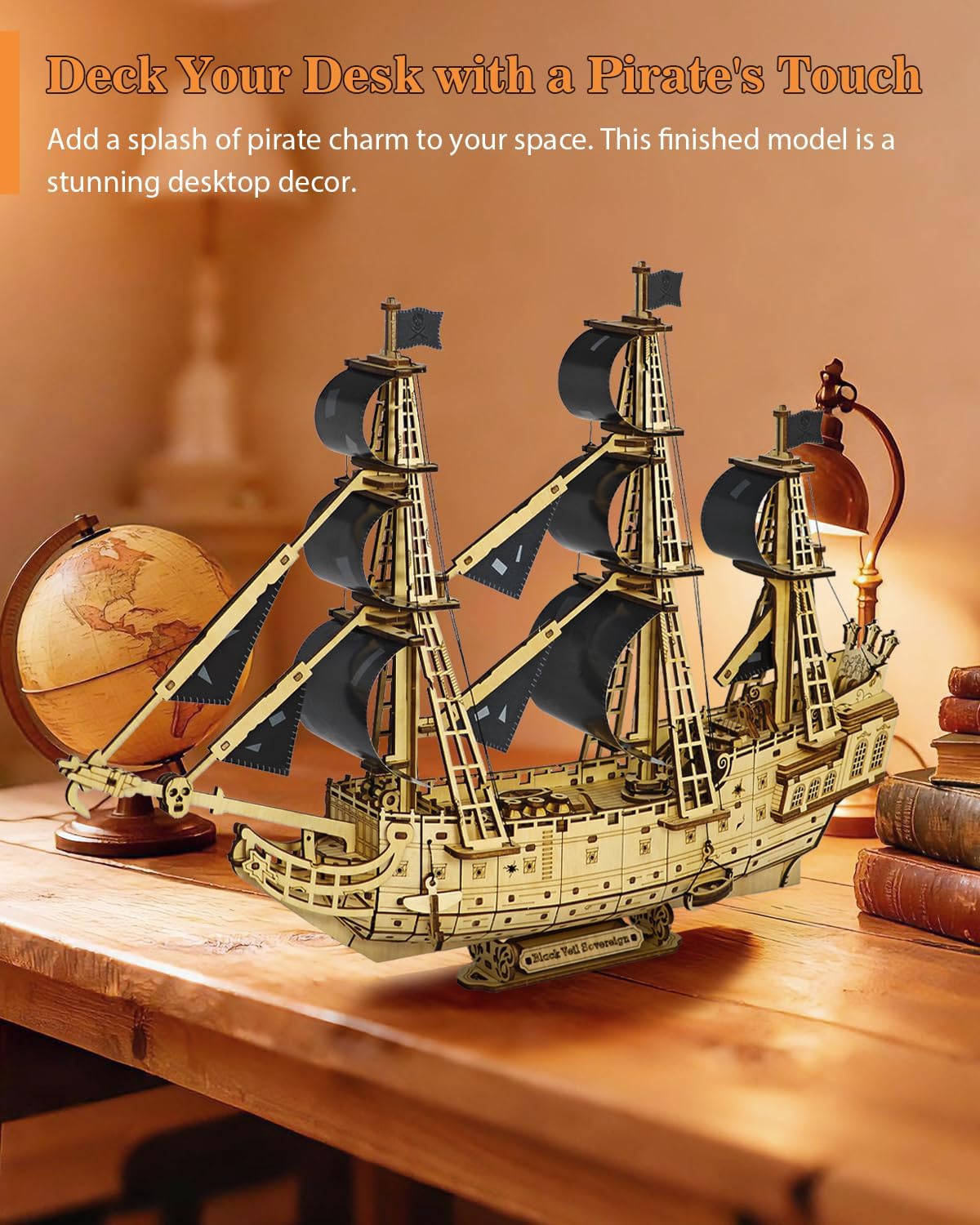 Desafiante rompecabezas de madera 3D de holandés volador para adultos, kit de modelo de barco pirata para construir, regalo ideal de Navidad o cumpleaños para entusiastas de los rompecabezas