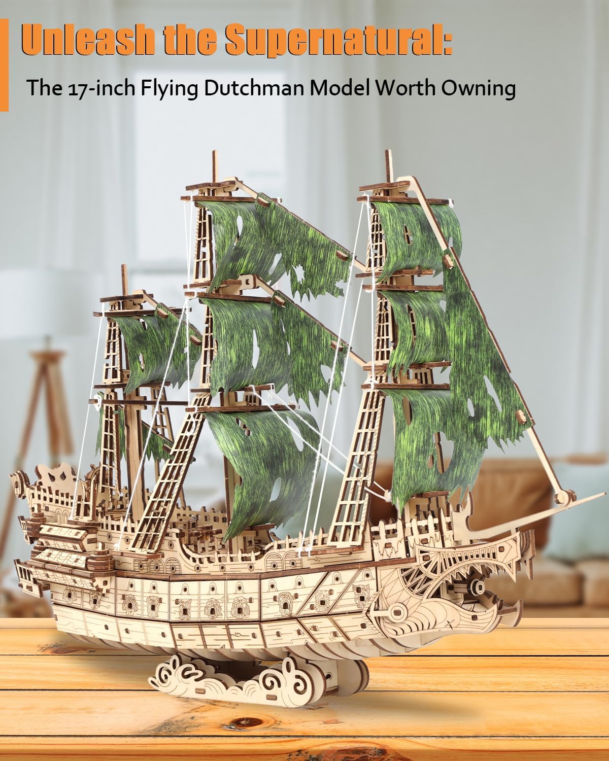Desafiante rompecabezas de madera 3D de holandés volador para adultos, kit de modelo de barco pirata para construir, regalo ideal de Navidad o cumpleaños para entusiastas de los rompecabezas