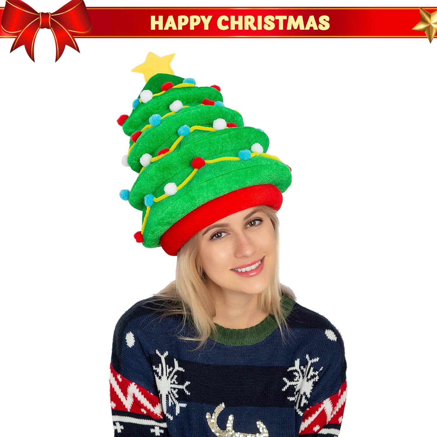 Christmas Hat for Women Men, Funny for Cute and Festive Party Dress Up Celebrations, Decorations, Costume Accessories