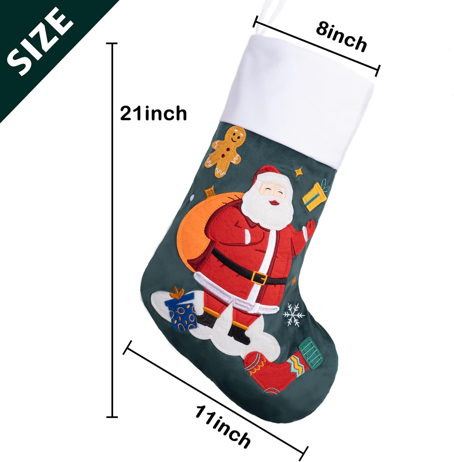 BHD BEAUTY Set of 6 Christmas Stockings Gray Burlap Buffalo Red Plaid Soft Faux Fur 20 Inches Lovely Embroidery Pattern for Family Decorations Hanging Ornament for Xmas Holiday Party