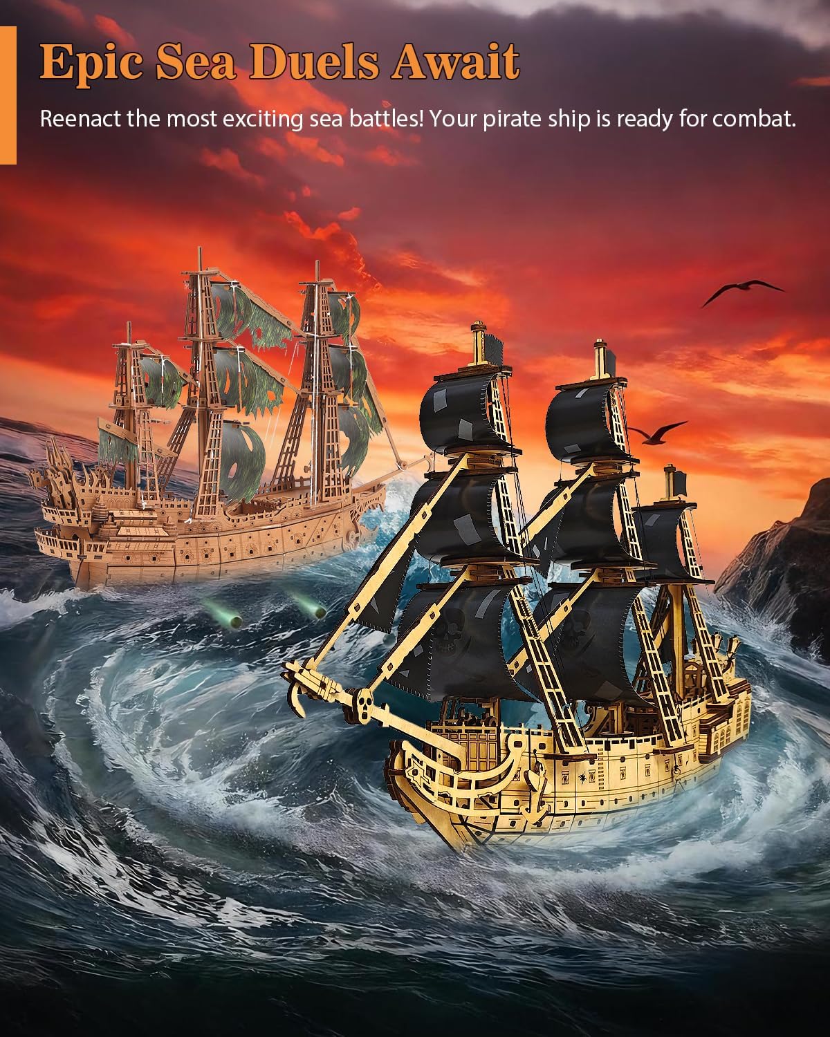 Desafiante rompecabezas de madera 3D de holandés volador para adultos, kit de modelo de barco pirata para construir, regalo ideal de Navidad o cumpleaños para entusiastas de los rompecabezas