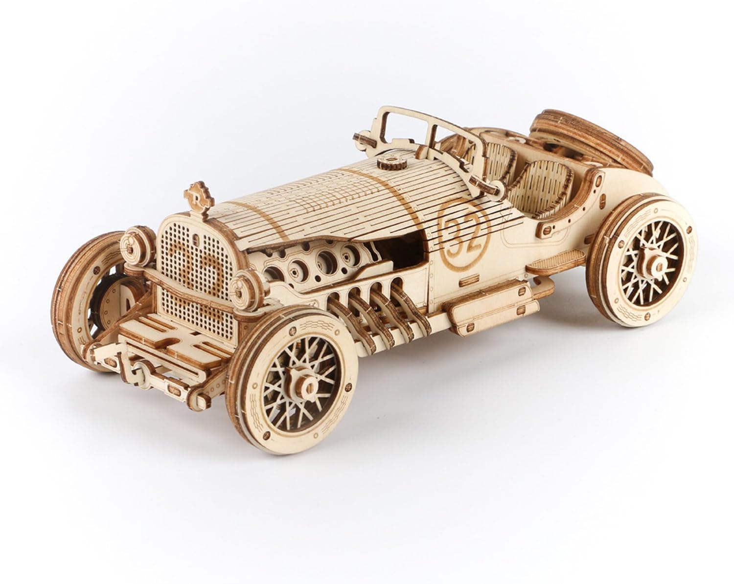ROKR Model Car Kits Wooden 3D Puzzles Model Building Kits for Adults to Build-Educational Brain Teaser Assembly Model, Desk Decor/DIY Hobbies/Gifts for Teens&Kid (Prime Steam Express/12.1*2.7*3.3)