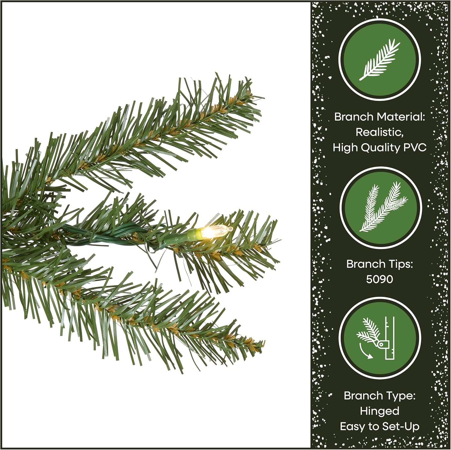 National Tree Company 7.5 ft Pre-Lit Dunhill Fir Artificial Christmas Tree, 700 LED Lights, 2,514 Tips, Foot Pedal, 10 Light Functions, Includes Stand, Green