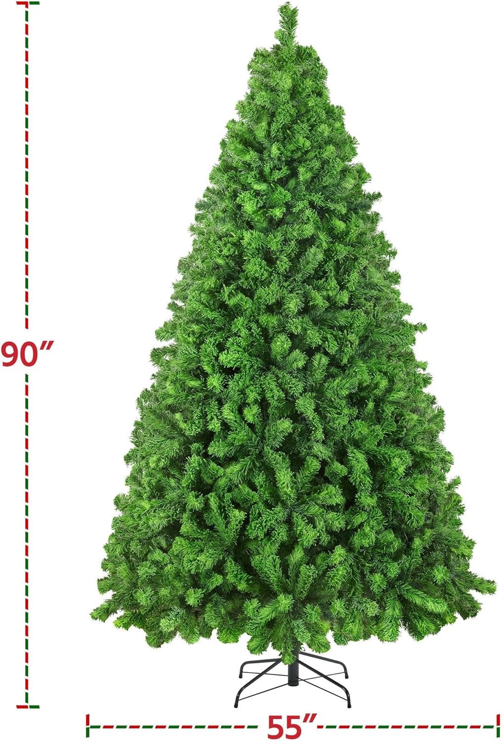 6ft Snow Flocked Pre-lit Christmas Tree with 250 Warm White Lights, 820 Lush Branch Tips & Quick-Assembly Hinged Design, Full Artificial Xmas Tree for Winter Holiday Décor, Green & White