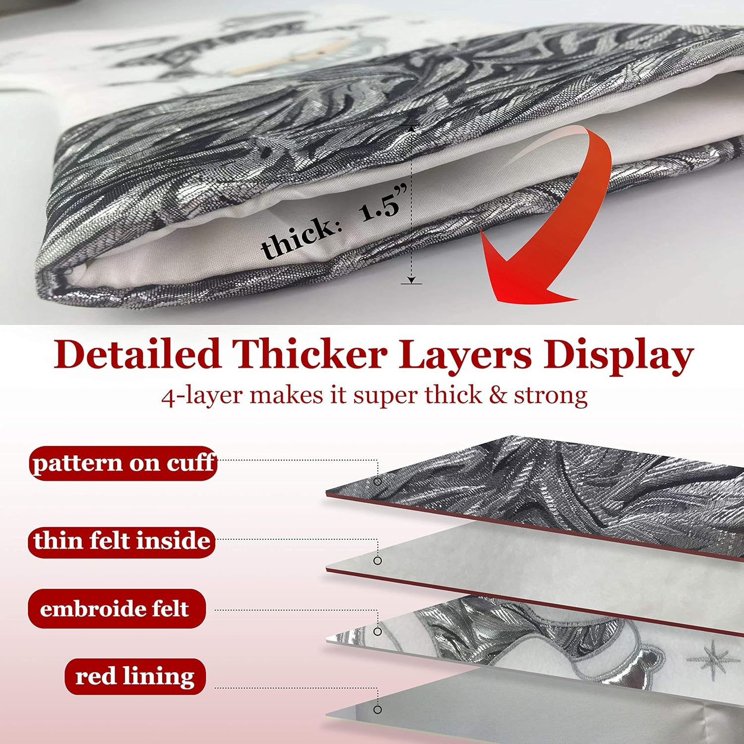 WEWILL Classic Christmas Stockings Set of 2 Elk, Snowman Xmas Character 17 inch Christmas Decorations Gift for Family Kids (Style 4)