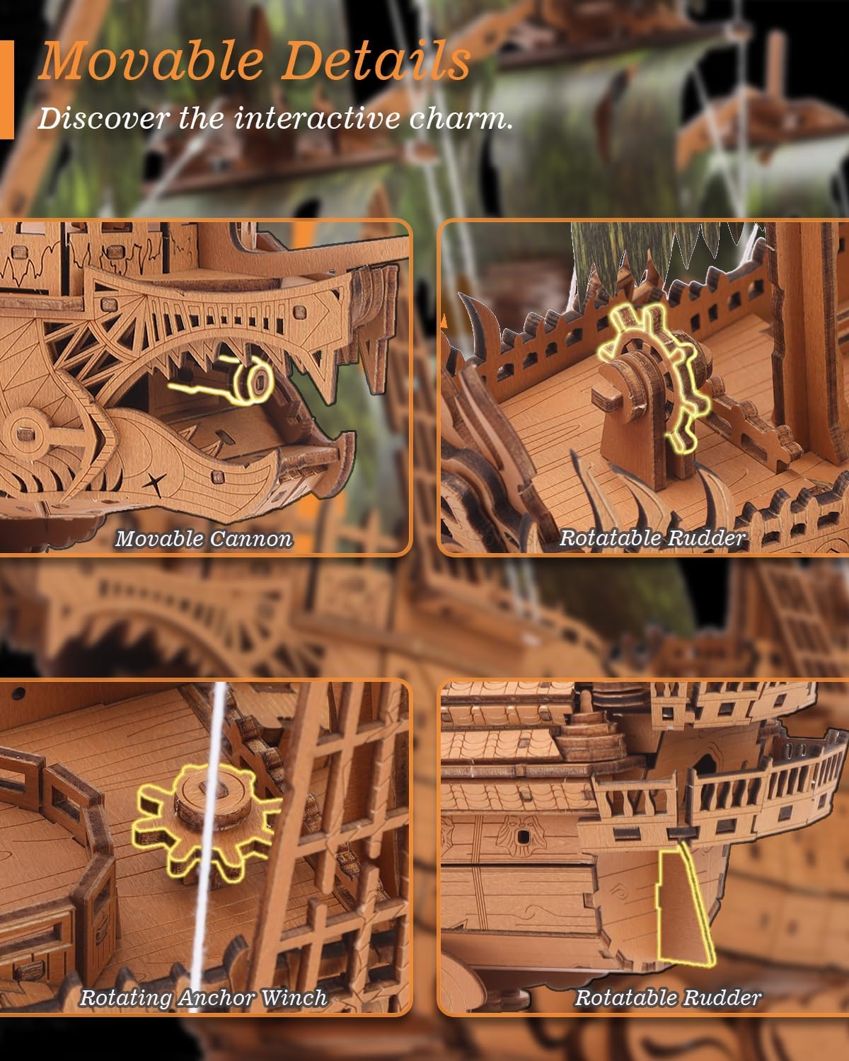 Desafiante rompecabezas de madera 3D de holandés volador para adultos, kit de modelo de barco pirata para construir, regalo ideal de Navidad o cumpleaños para entusiastas de los rompecabezas