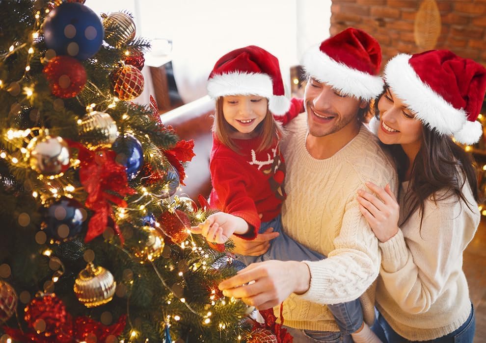 Christmas Hat, Santa Hats for Adults & Kids Red Velvet Comfort Extra Thicken Holiday Xmas Hat for New Year Festive Party