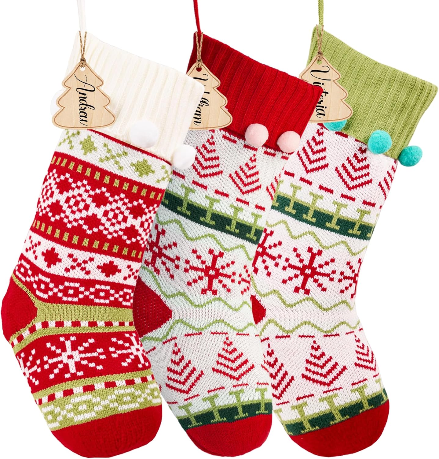 Flycalf Velvet Christmas Stockings 6 Pack Large 20 Inches with Hanging Loop Embroidery Classic Luxury Family Ornament Fireplace Hanging Stockings for Christmas Decorations