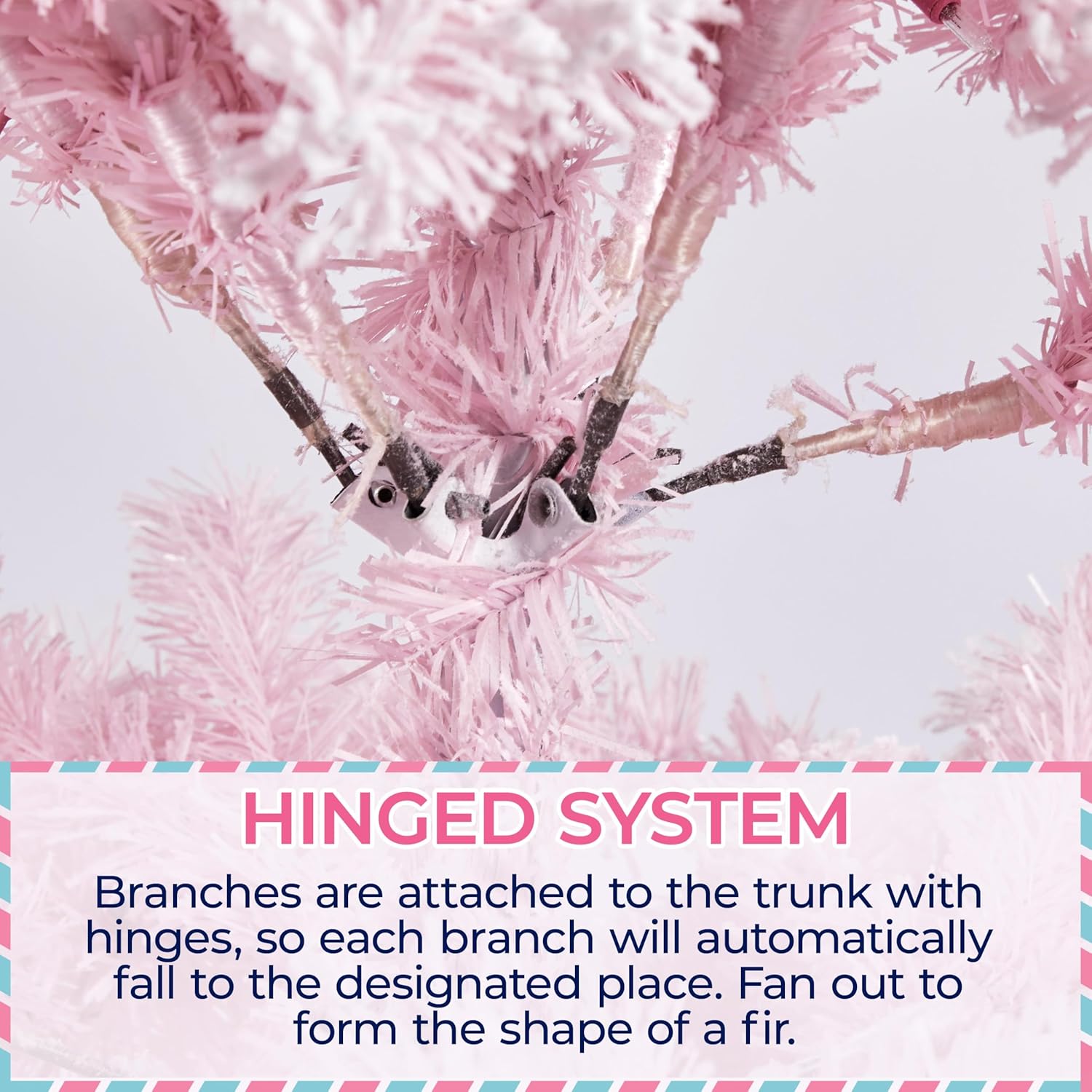 6ft Snow Flocked Pre-lit Christmas Tree with 250 Warm White Lights, 820 Lush Branch Tips & Quick-Assembly Hinged Design, Full Artificial Xmas Tree for Winter Holiday Décor, Green & White