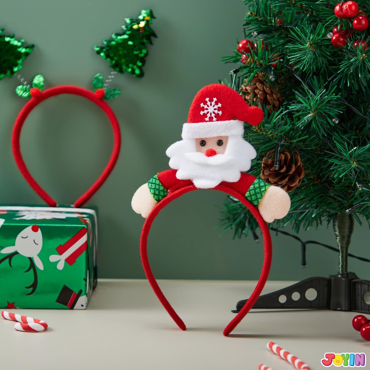 12 Packs Christmas Headbands 3D Head Hat Headbands for Kids Women Men Christmas Parties Costume Accessories Xmas Holiday Party Favors Photo Booth (ONE SIZE FIT ALL)