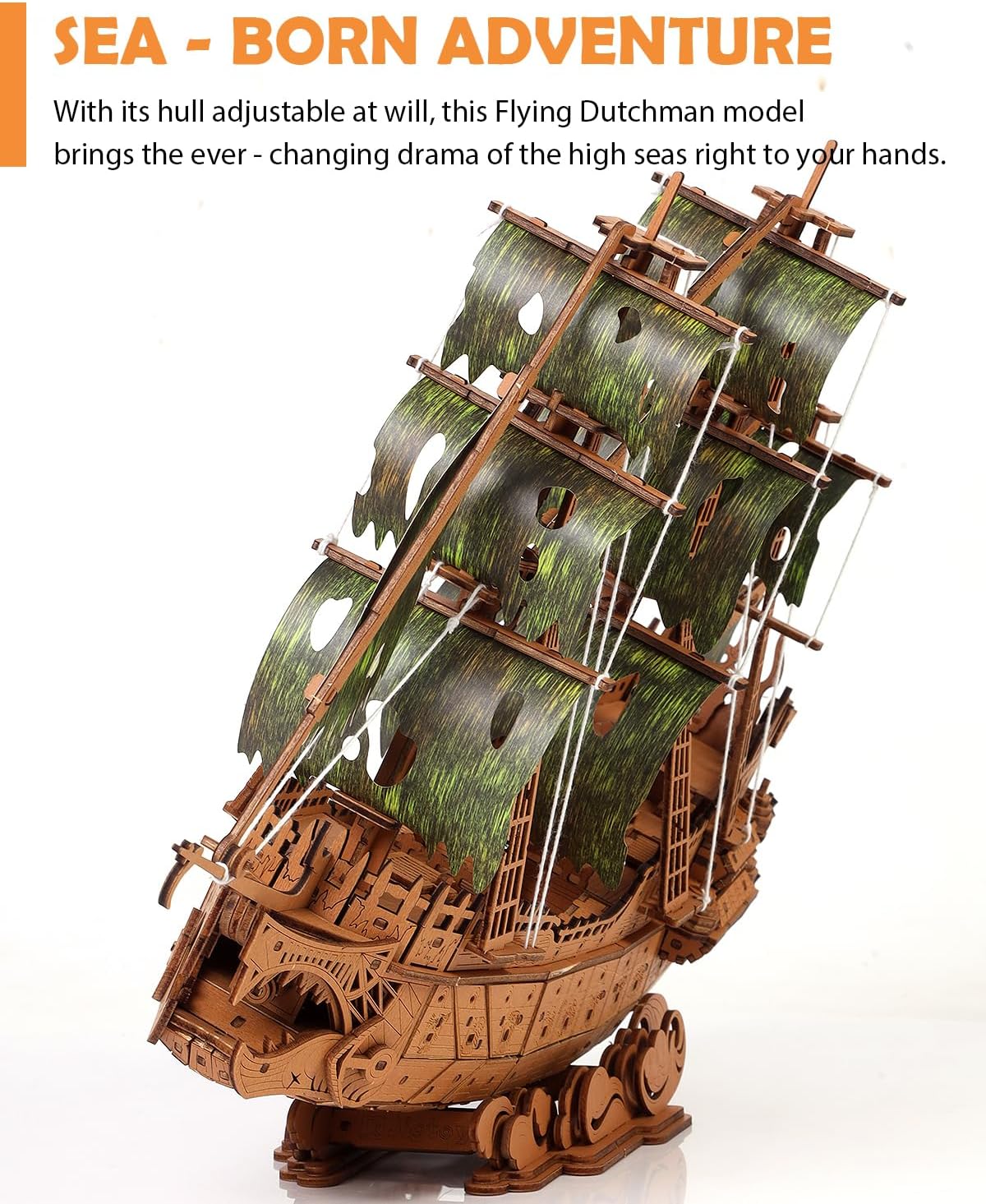 Desafiante rompecabezas de madera 3D de holandés volador para adultos, kit de modelo de barco pirata para construir, regalo ideal de Navidad o cumpleaños para entusiastas de los rompecabezas