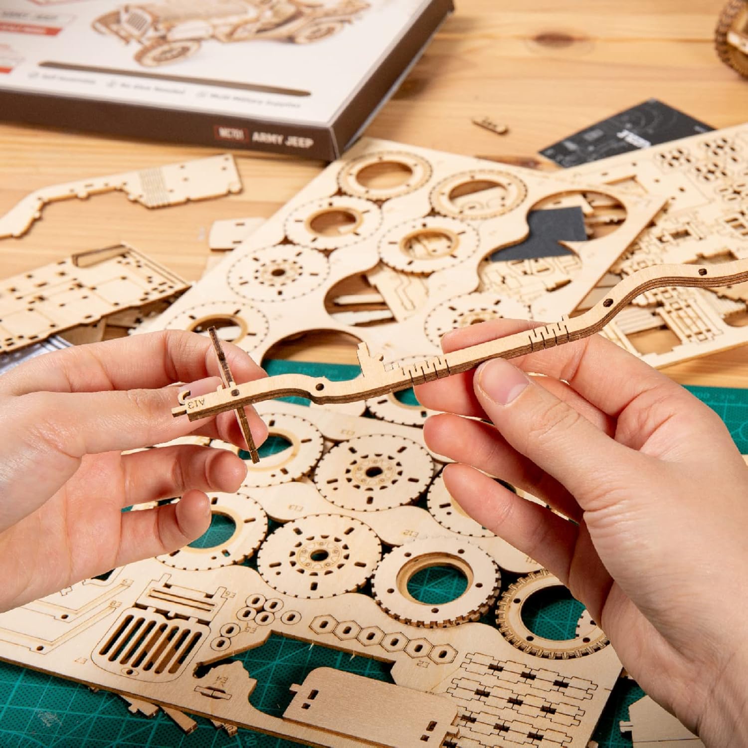 ROKR Model Car Kits Wooden 3D Puzzles Model Building Kits for Adults to Build-Educational Brain Teaser Assembly Model, Desk Decor/DIY Hobbies/Gifts for Teens&Kid (Prime Steam Express/12.1*2.7*3.3)