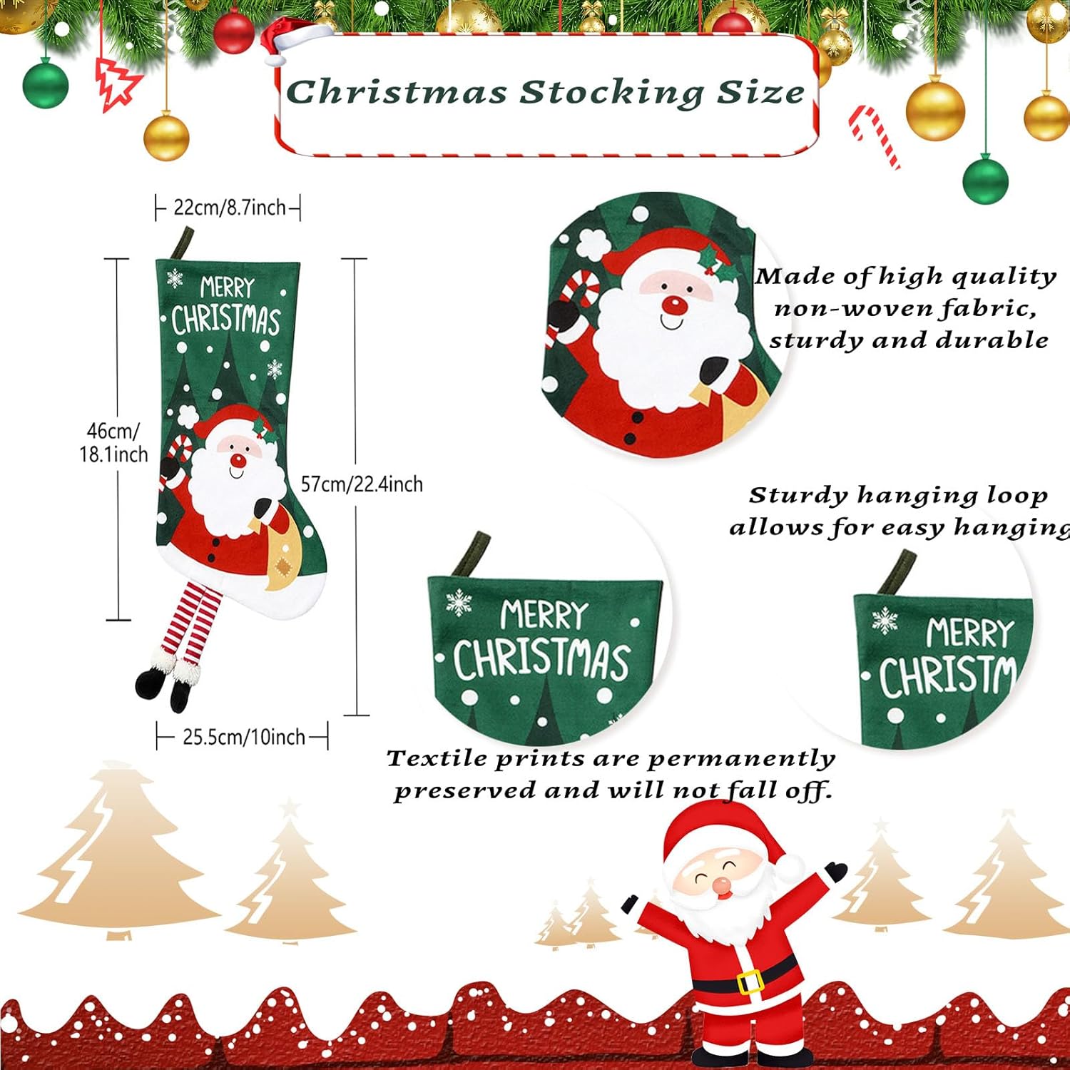 is Tycons 2023 New 4 Pack Christmas Stockings with Name Tags,18 Large Personalized Christmas Stocking Deer Santa Non-Woven Xmas Stocking,Fireplace Hanging Stockings Boots for Holiday Christmas Decor