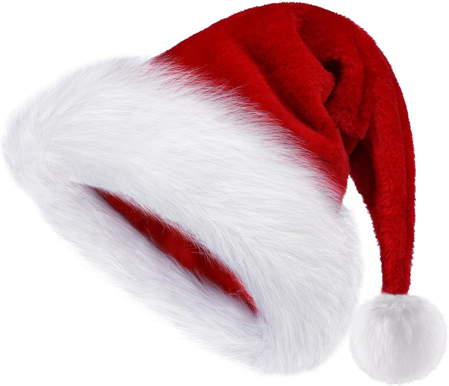 Christmas Hat, Santa Hats for Adults & Kids Red Velvet Comfort Extra Thicken Holiday Xmas Hat for New Year Festive Party