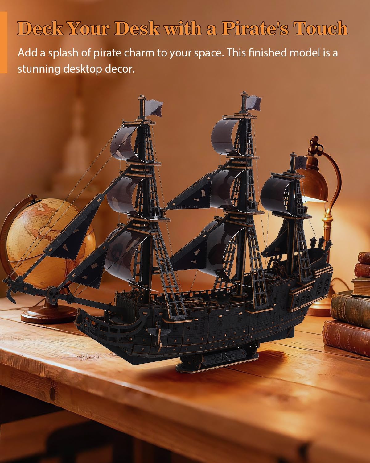 Desafiante rompecabezas de madera 3D de holandés volador para adultos, kit de modelo de barco pirata para construir, regalo ideal de Navidad o cumpleaños para entusiastas de los rompecabezas