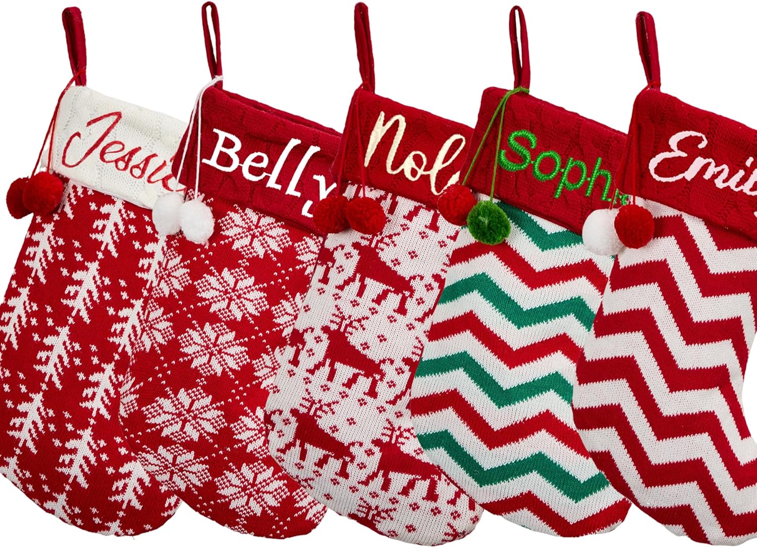 Flycalf Velvet Christmas Stockings 6 Pack Large 20 Inches with Hanging Loop Embroidery Classic Luxury Family Ornament Fireplace Hanging Stockings for Christmas Decorations