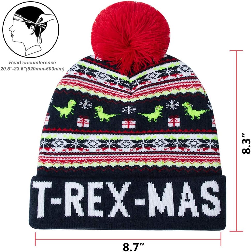 Unisex Ugly LED Christmas Hat Novelty Colorful Light-up Stylish Knitted Sweater Xmas Party Beanie Cap(6 Lights)