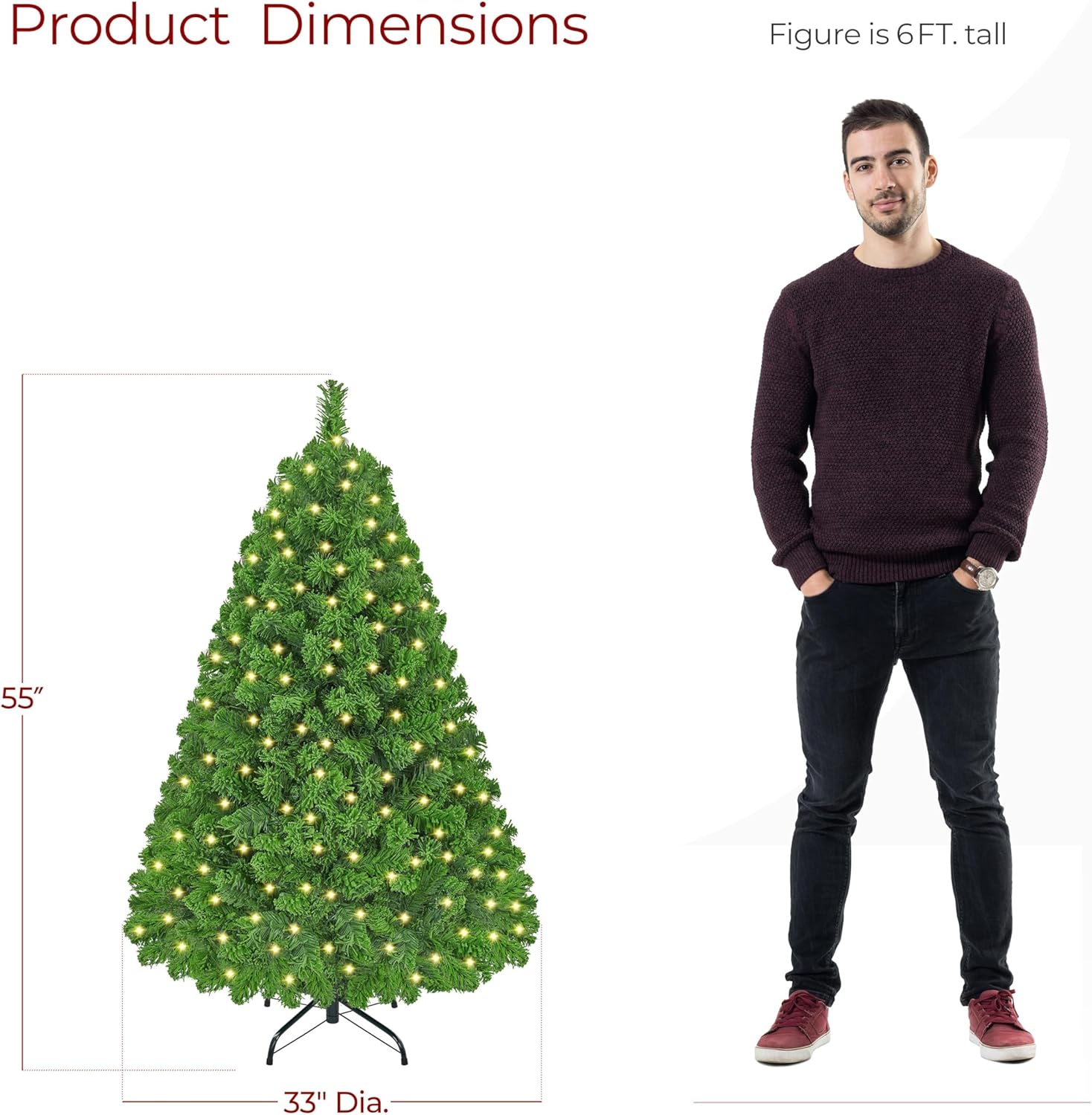 6ft Snow Flocked Pre-lit Christmas Tree with 250 Warm White Lights, 820 Lush Branch Tips & Quick-Assembly Hinged Design, Full Artificial Xmas Tree for Winter Holiday Décor, Green & White