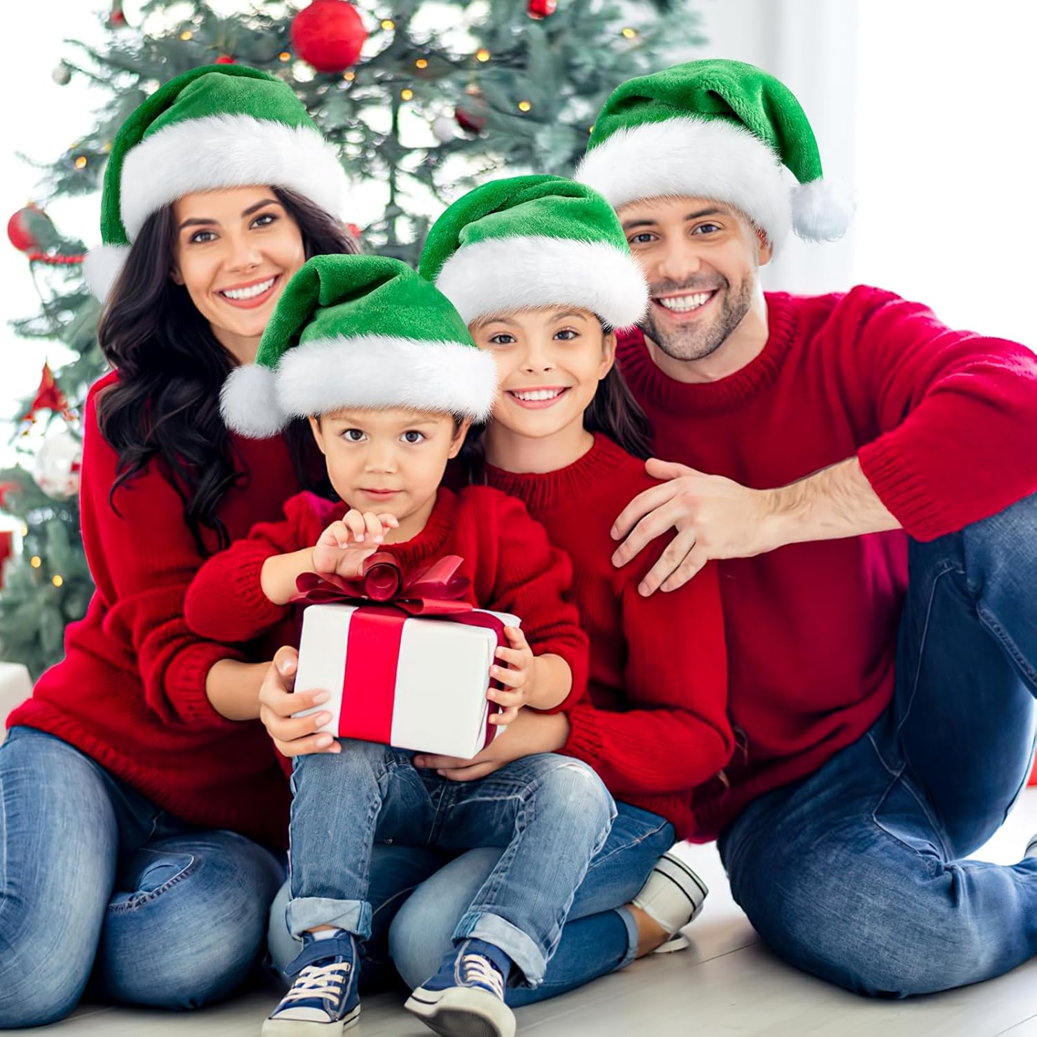 Christmas Santa Hat for Adults, Thicken Soft Velvet Comfort Classic Santa Claus Hat for New Year Party Headwear Holiday