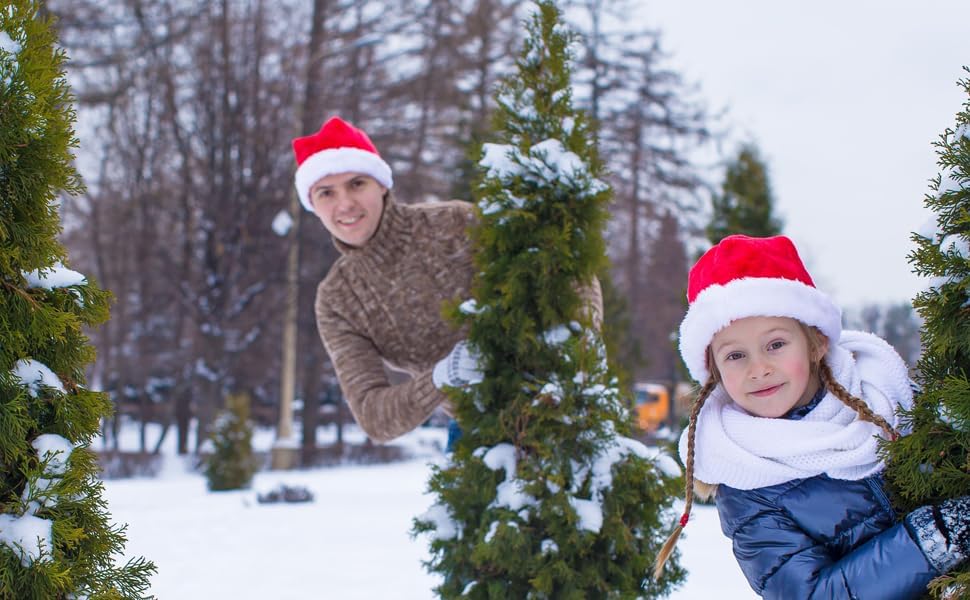 Christmas Hat, Santa Hats for Adults & Kids Red Velvet Comfort Extra Thicken Holiday Xmas Hat for New Year Festive Party