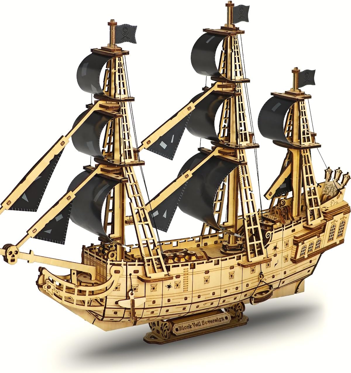Desafiante rompecabezas de madera 3D de holandés volador para adultos, kit de modelo de barco pirata para construir, regalo ideal de Navidad o cumpleaños para entusiastas de los rompecabezas