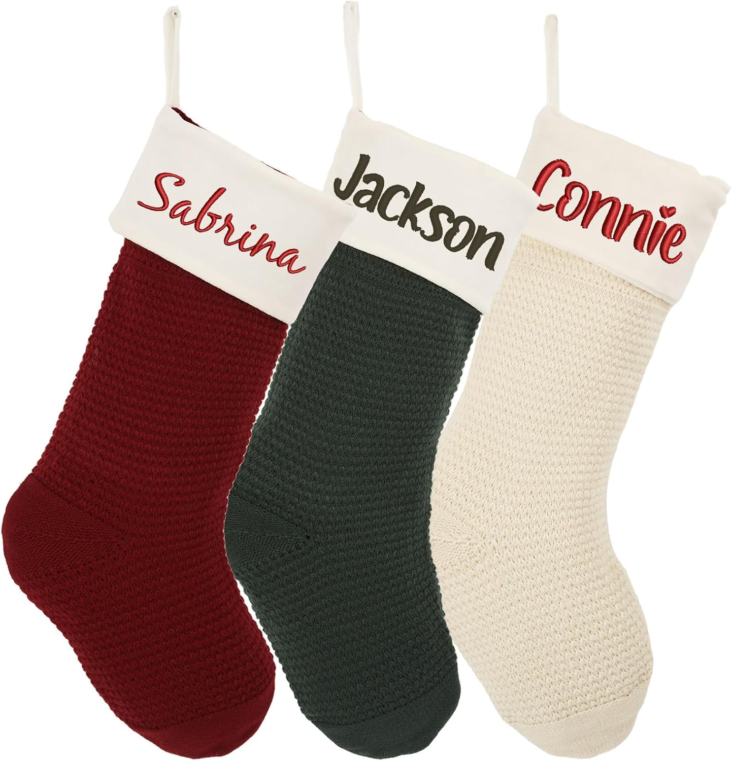 Flycalf Velvet Christmas Stockings 6 Pack Large 20 Inches with Hanging Loop Embroidery Classic Luxury Family Ornament Fireplace Hanging Stockings for Christmas Decorations