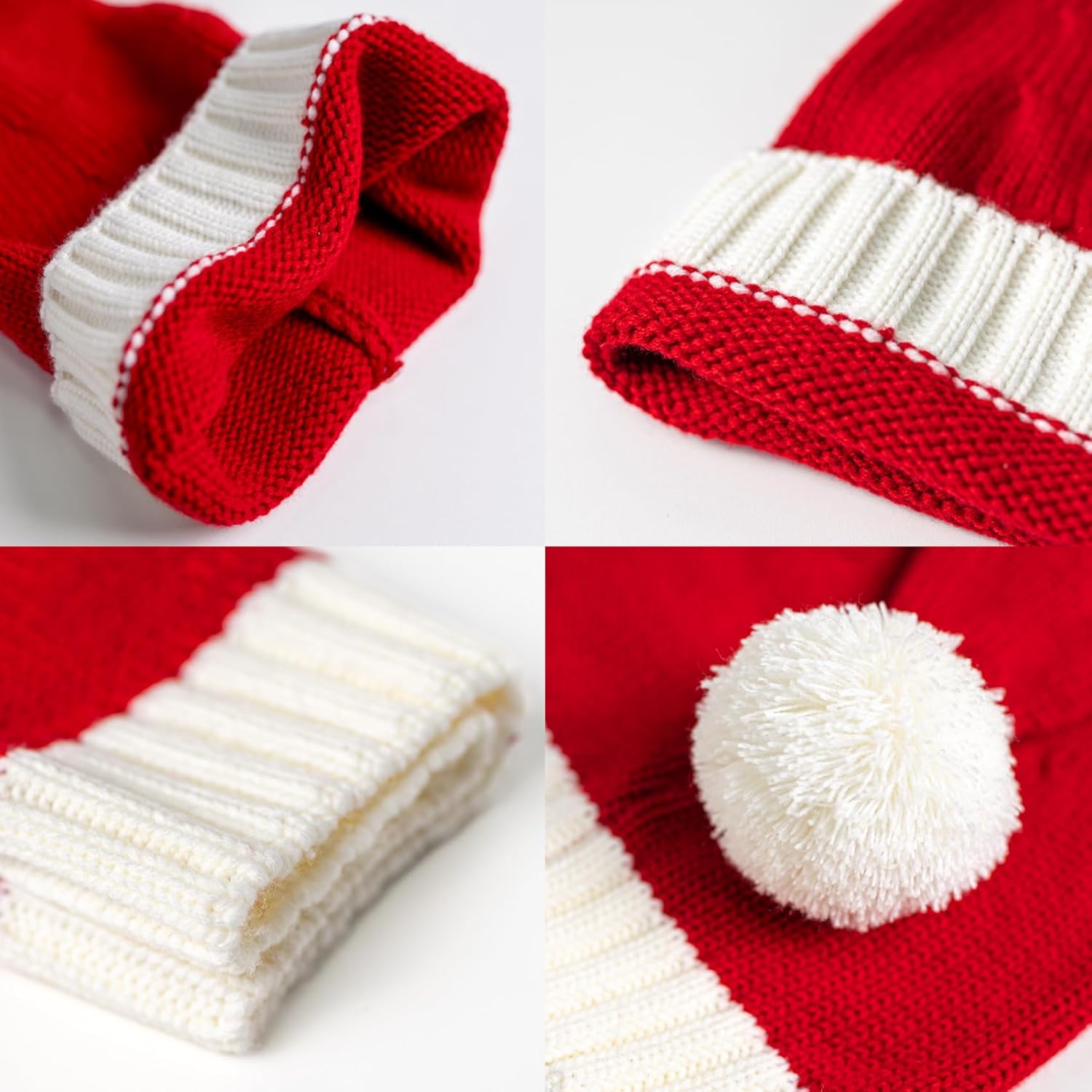Santa Hat Christmas Hat Xmas Adult Women Men Washable Fade-restant Knitted Soft Warm Long
