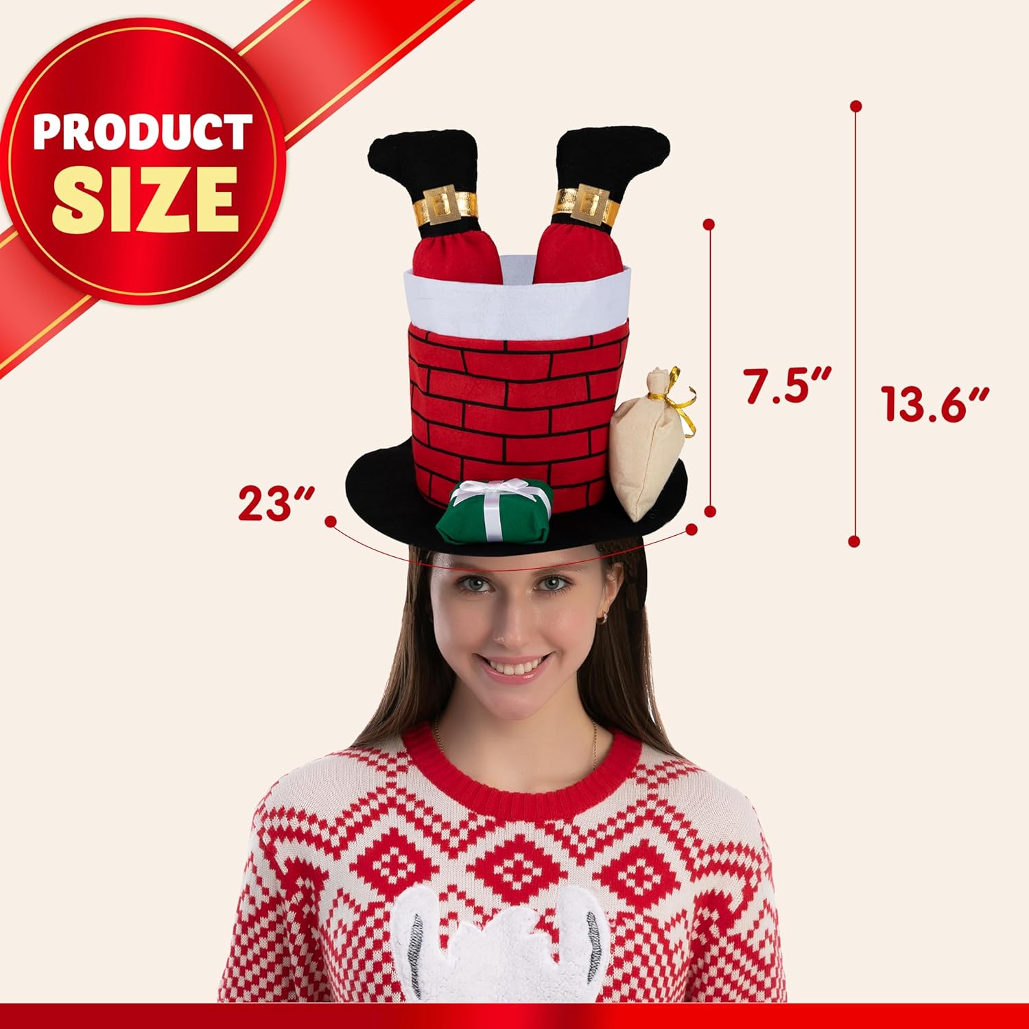 Christmas Hat for Women Men, Funny for Cute and Festive Party Dress Up Celebrations, Decorations, Costume Accessories