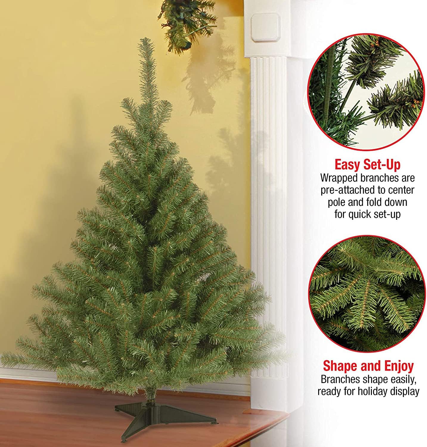 National Tree Company 4 ft Unlit Kincaid Spruce Mini Artificial Christmas Tree, 269 Tips, Includes Stand, Green