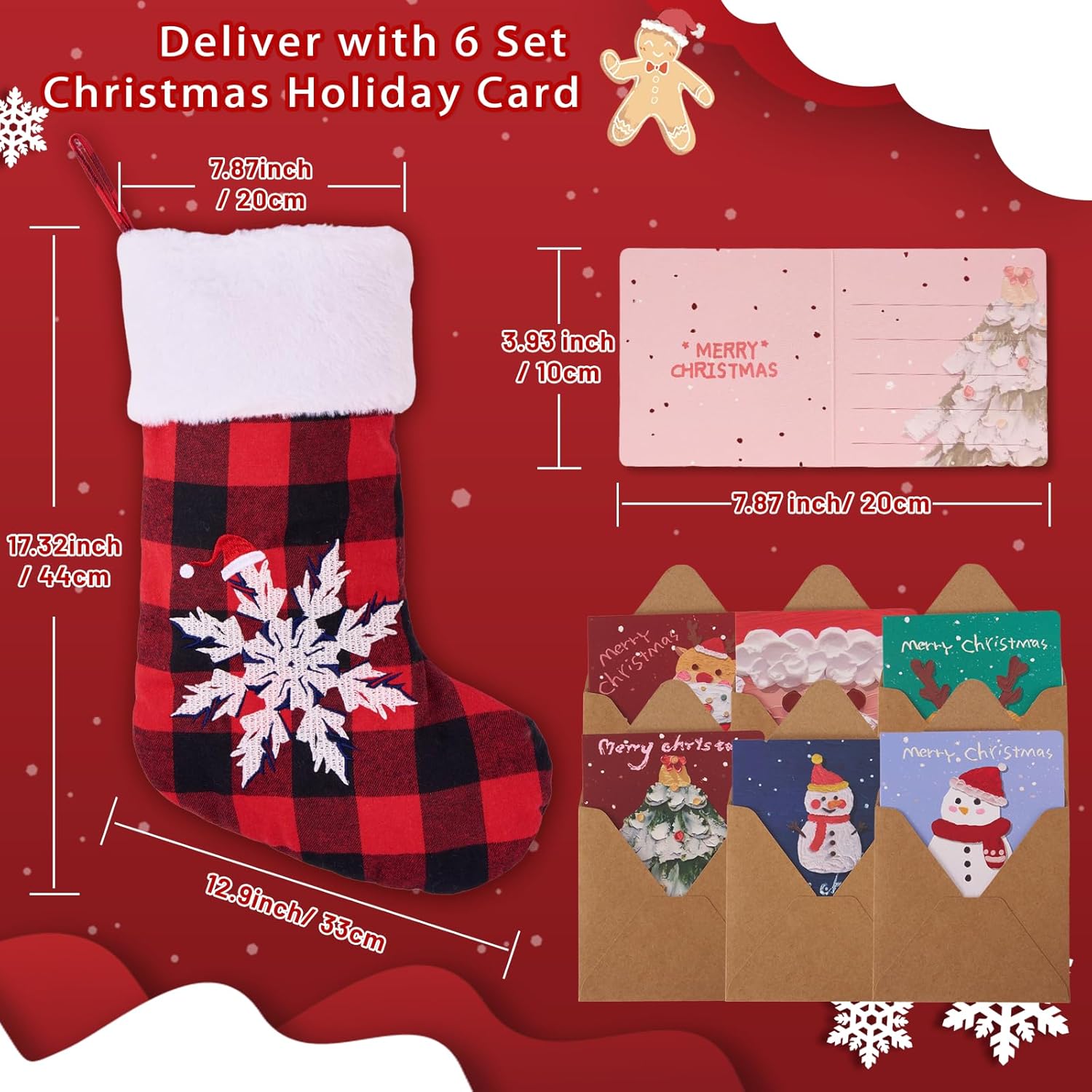 Flycalf Velvet Christmas Stockings 6 Pack Large 20 Inches with Hanging Loop Embroidery Classic Luxury Family Ornament Fireplace Hanging Stockings for Christmas Decorations