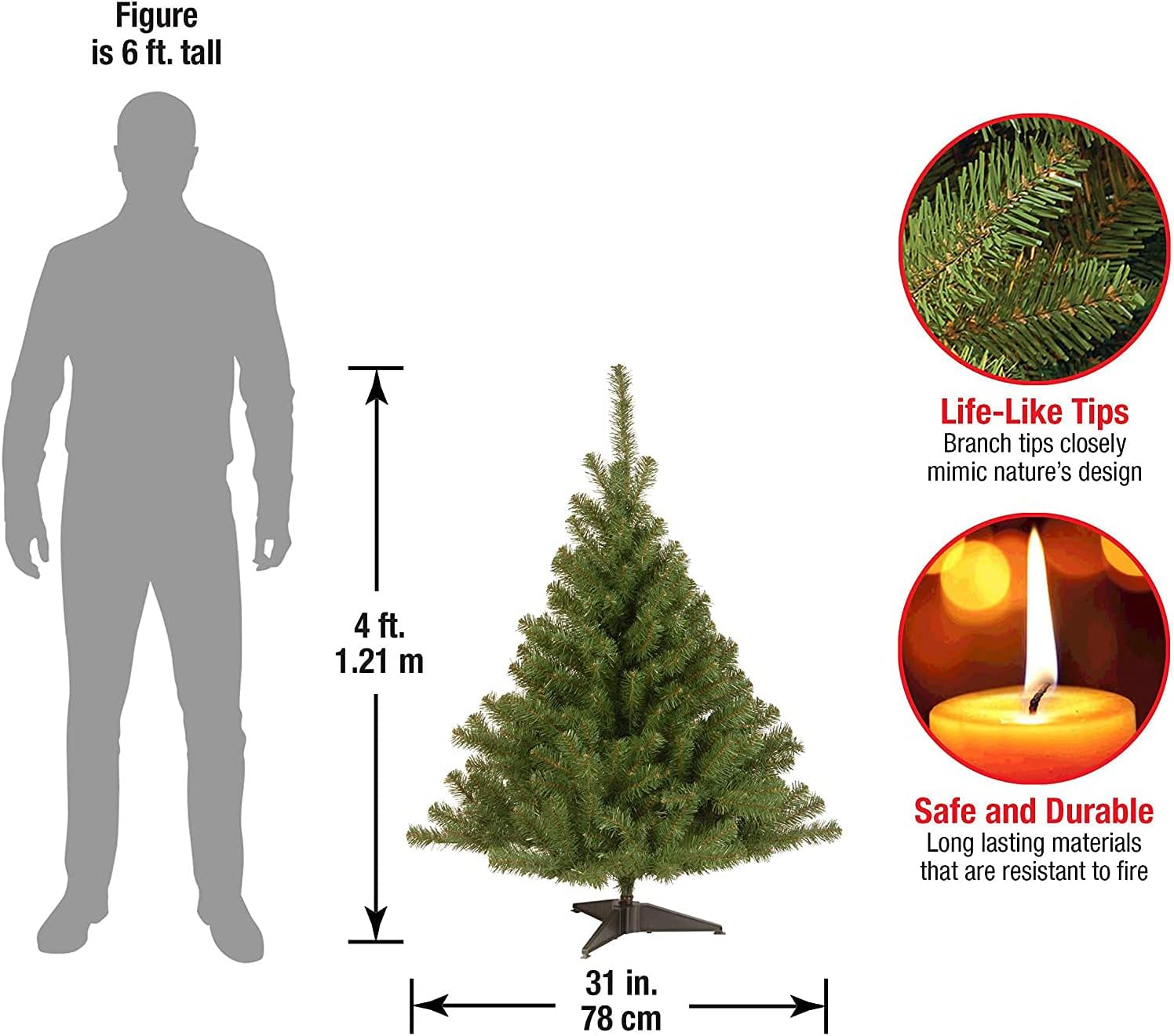 National Tree Company 4 ft Unlit Kincaid Spruce Mini Artificial Christmas Tree, 269 Tips, Includes Stand, Green