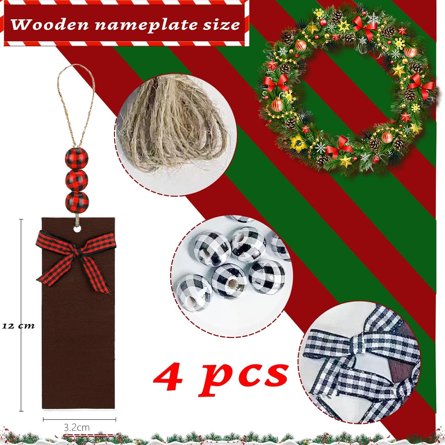 is Tycons 2023 New 4 Pack Christmas Stockings with Name Tags,18 Large Personalized Christmas Stocking Deer Santa Non-Woven Xmas Stocking,Fireplace Hanging Stockings Boots for Holiday Christmas Decor
