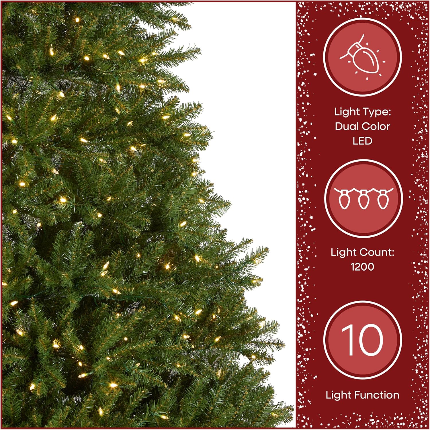 National Tree Company 7.5 ft Pre-Lit Dunhill Fir Artificial Christmas Tree, 700 LED Lights, 2,514 Tips, Foot Pedal, 10 Light Functions, Includes Stand, Green