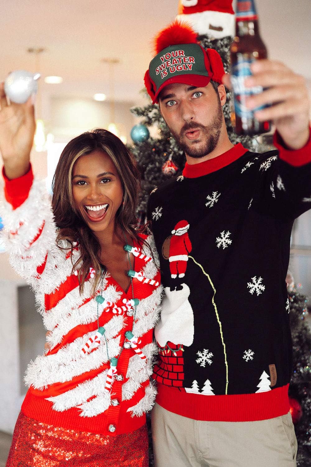 Christmas Hats for Men and Women - Funny Unisex Holiday Cap - One Size Fits Most