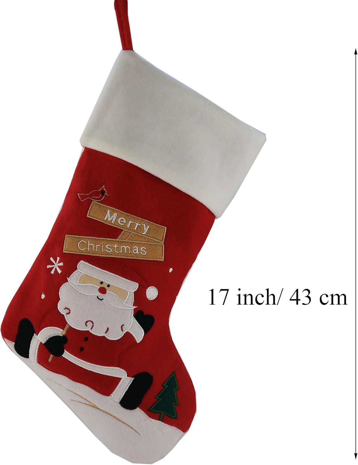 WEWILL Classic Christmas Stockings Set of 2 Elk, Snowman Xmas Character 17 inch Christmas Decorations Gift for Family Kids (Style 4)
