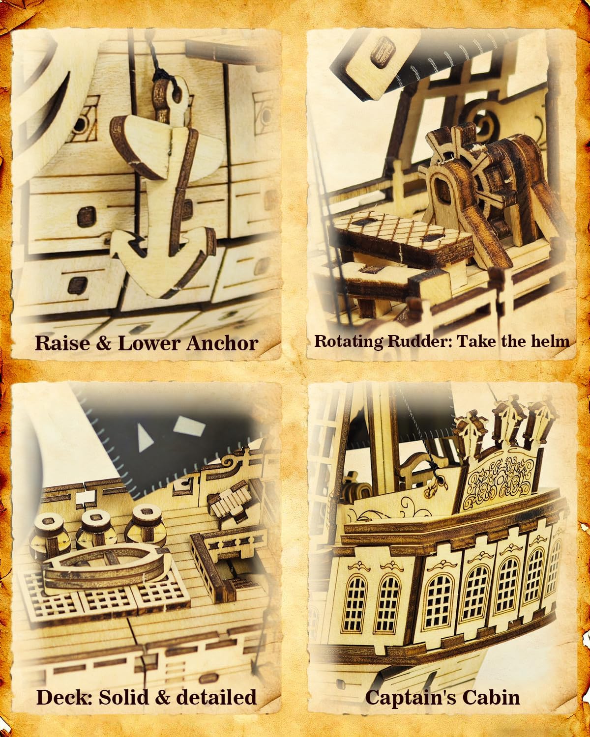 Desafiante rompecabezas de madera 3D de holandés volador para adultos, kit de modelo de barco pirata para construir, regalo ideal de Navidad o cumpleaños para entusiastas de los rompecabezas