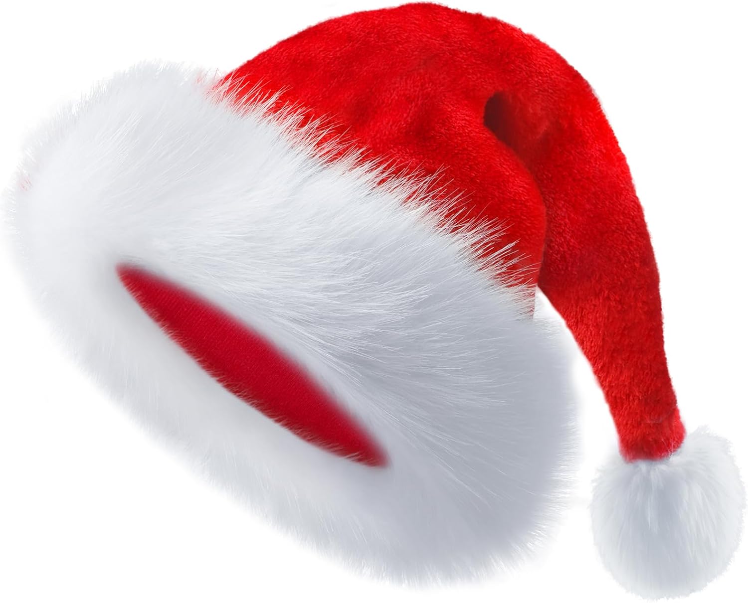 Christmas Hat, Santa Hats for Adults & Kids Red Velvet Comfort Extra Thicken Holiday Xmas Hat for New Year Festive Party