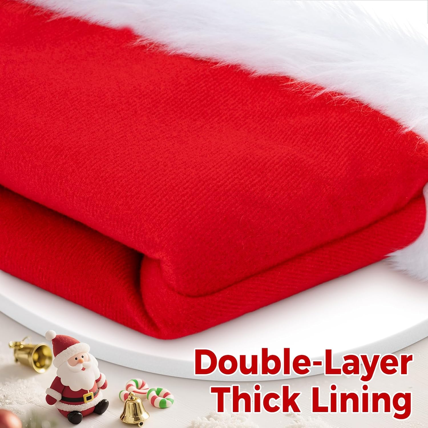 Christmas Santa Hat for Adults, Thicken Soft Velvet Comfort Classic Santa Claus Hat for New Year Party Headwear Holiday