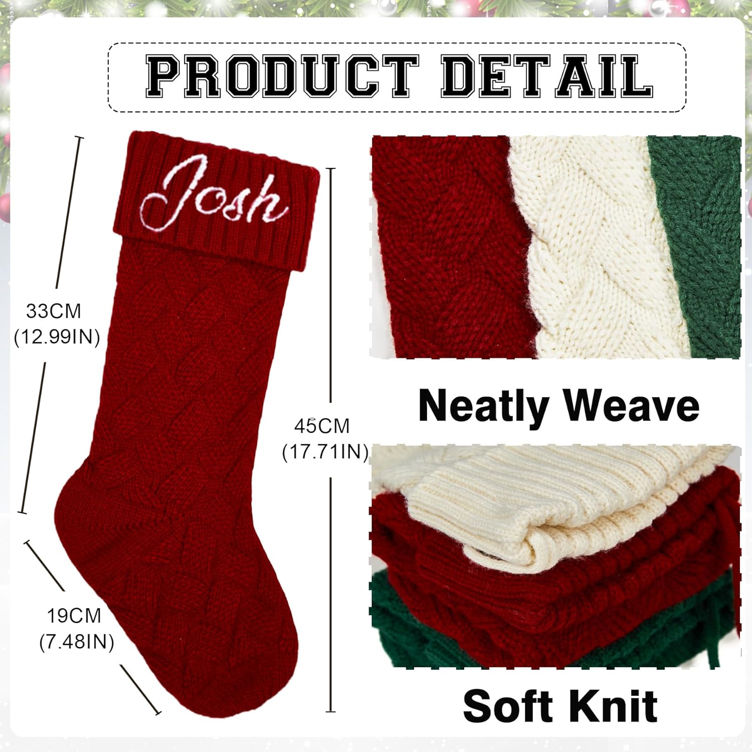 Flycalf Velvet Christmas Stockings 6 Pack Large 20 Inches with Hanging Loop Embroidery Classic Luxury Family Ornament Fireplace Hanging Stockings for Christmas Decorations