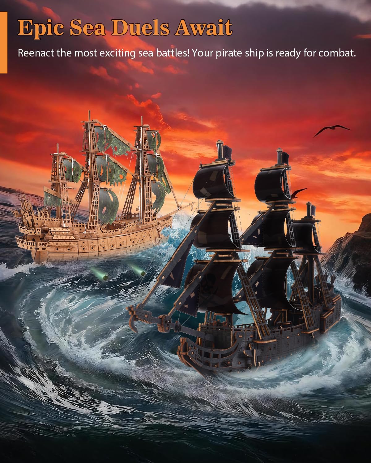 Desafiante rompecabezas de madera 3D de holandés volador para adultos, kit de modelo de barco pirata para construir, regalo ideal de Navidad o cumpleaños para entusiastas de los rompecabezas