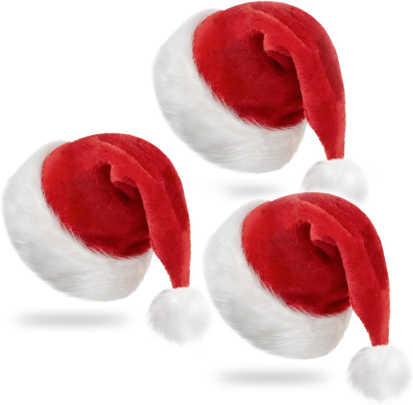 Christmas Santa Hat for Adults, Thicken Soft Velvet Comfort Classic Santa Claus Hat for New Year Party Headwear Holiday