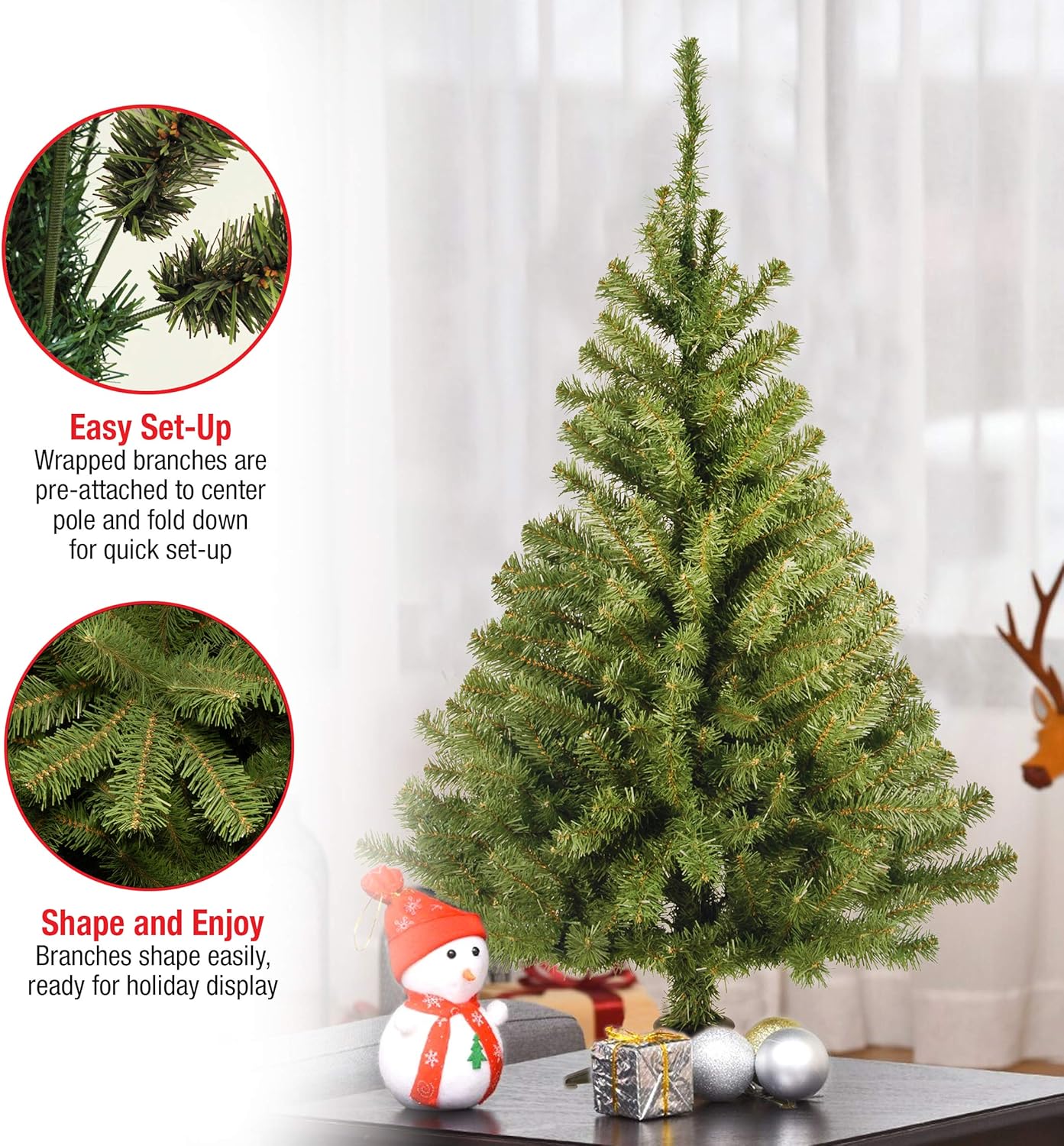 National Tree Company 4 ft Unlit Kincaid Spruce Mini Artificial Christmas Tree, 269 Tips, Includes Stand, Green