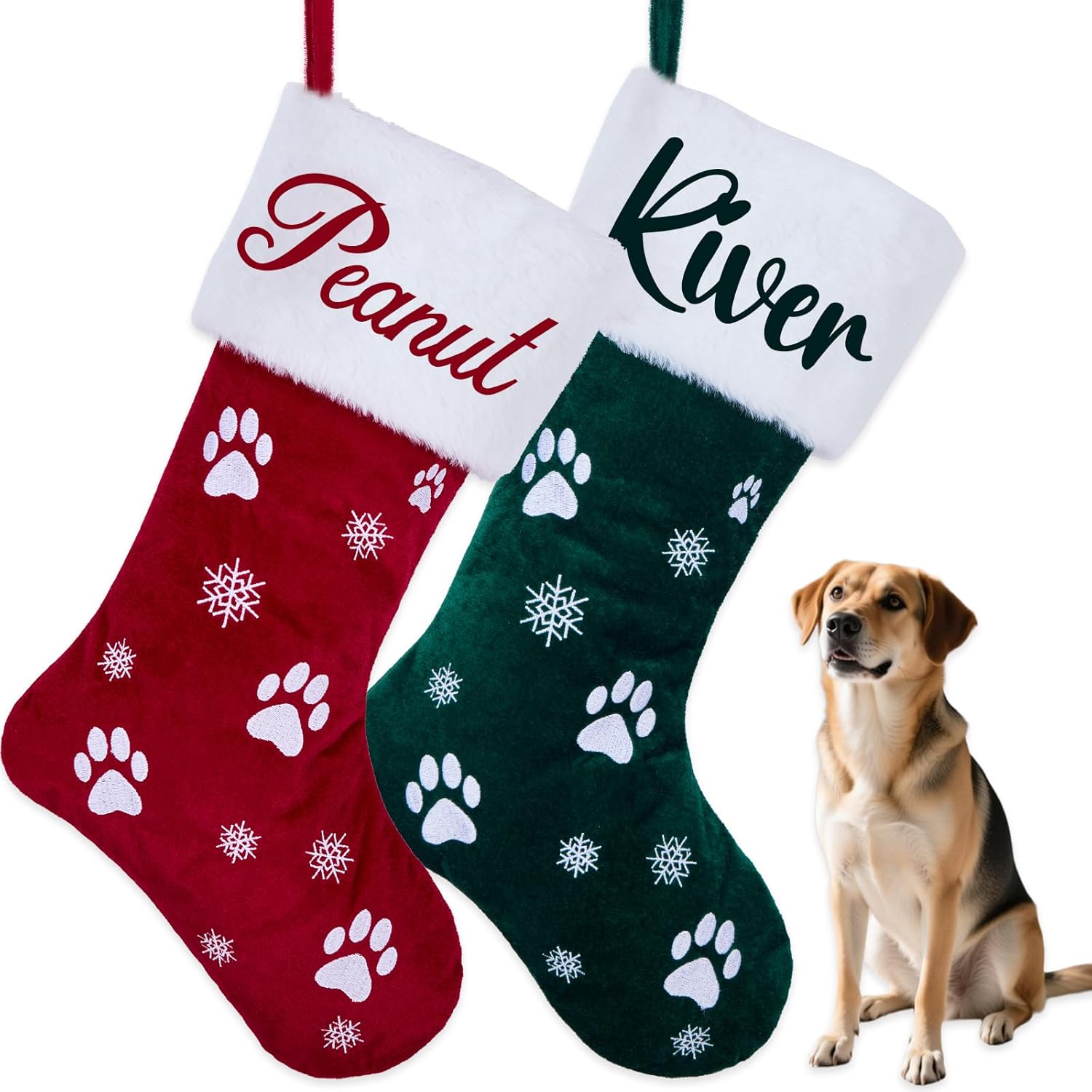 Flycalf Velvet Christmas Stockings 6 Pack Large 20 Inches with Hanging Loop Embroidery Classic Luxury Family Ornament Fireplace Hanging Stockings for Christmas Decorations